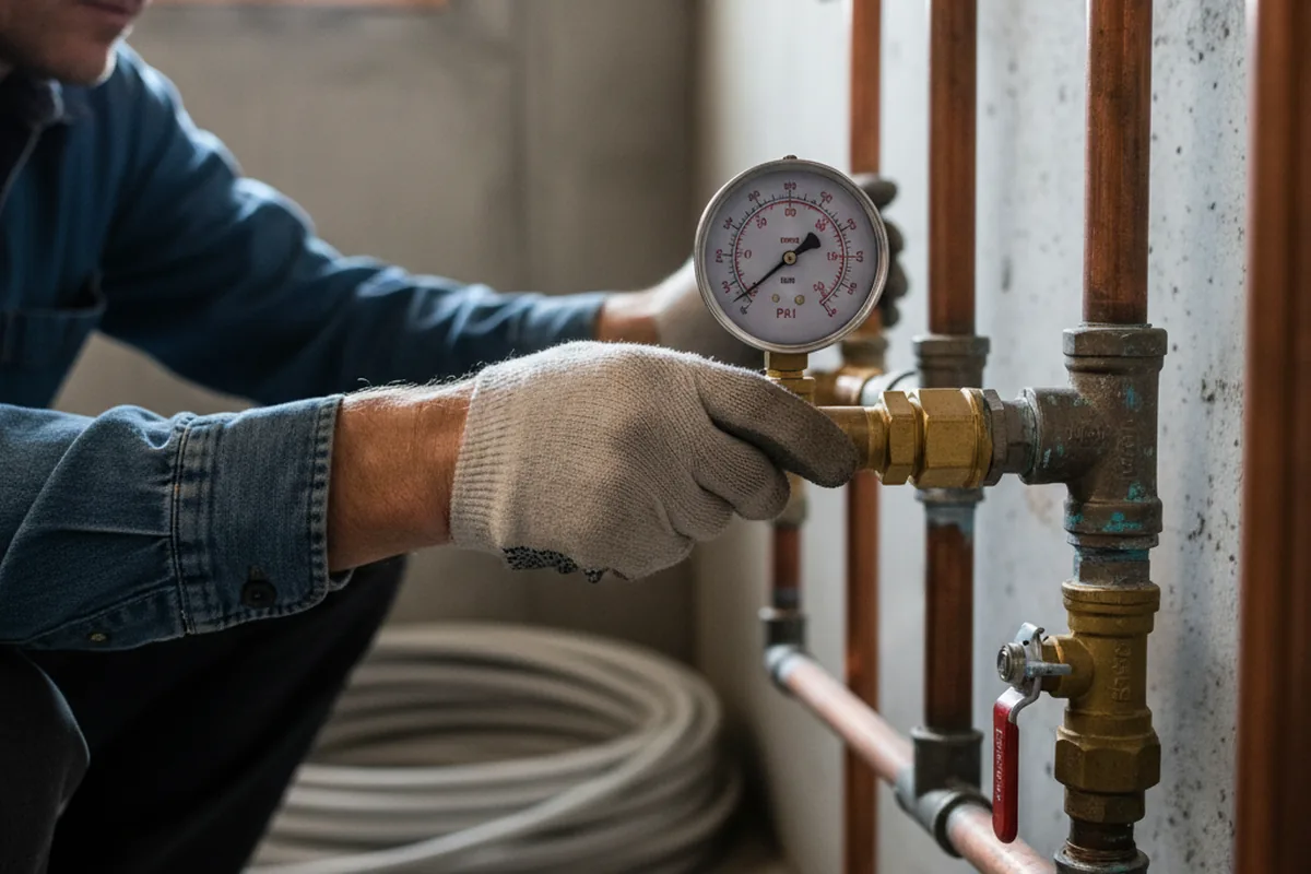 Pressure testing a repaired line during Water Line Repair in Palo Alto